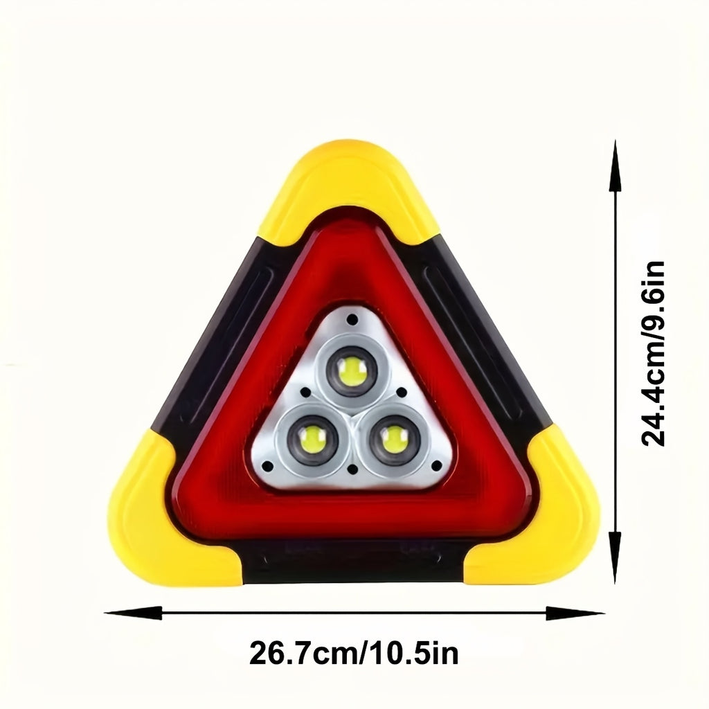 1-Pack Solar Triangle Warning Light, High Brightness COB Lighting with Red Alarm Signal, Durable Shockproof Structure, USB & Solar Dual Power Supply, IP45 Protection, Built-in Battery for Roadside Safety & Emergency Lighting