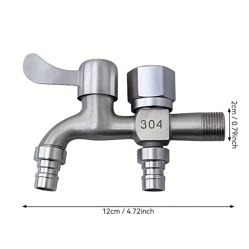 1pc 304 Stainless Steel Single-Outlet Faucet - Multi-Function Washing Machine Tap, for Connecting Washing Machine, Bathroom Extension, Bathroom Hardware