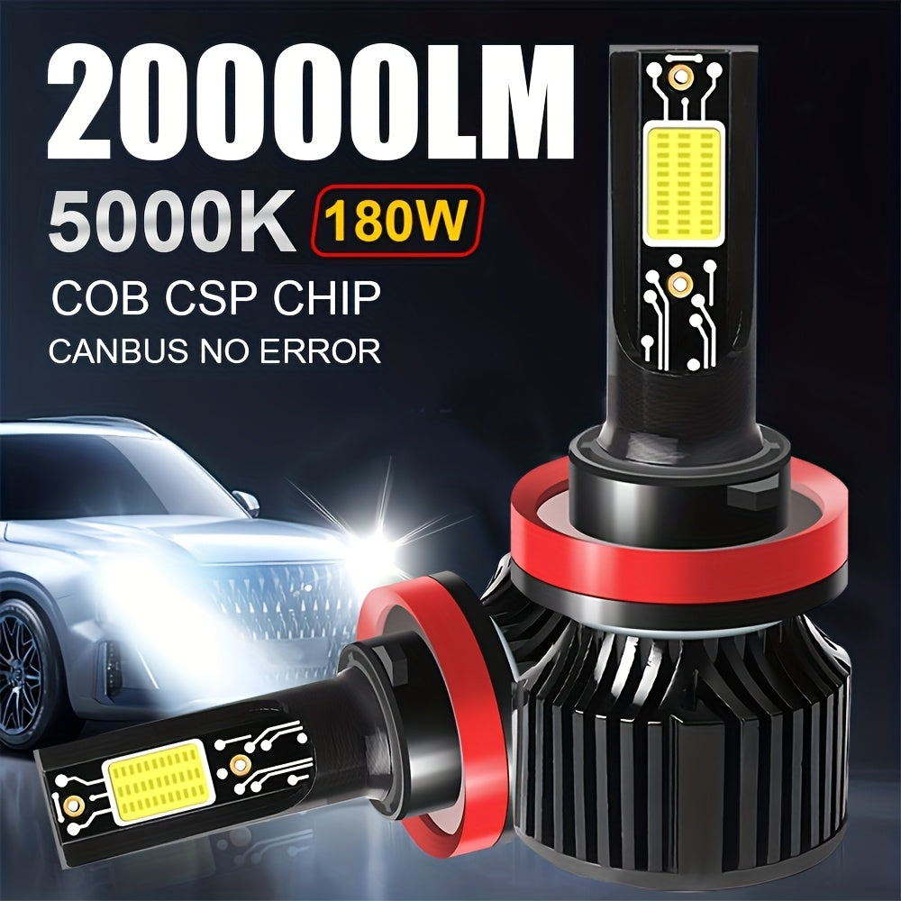 2PCS Car LED Headlights, High/Low Beam Integrated, 500m Illumination Range, H1, H4, H7, H11, CSP Chip, CANbus Compatible, Error-Free, HB3/9005, HB4/9006, HIR2/9012-G05, 12V/24V, 400% Brightness Increase, No External Battery Needed