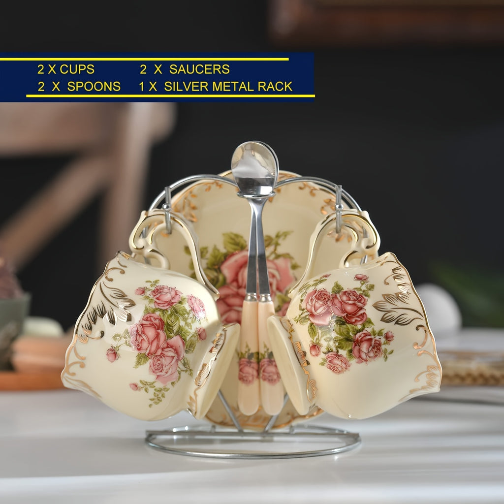 Exquisite Coffee Cup with Saucer & Spoon, Perfect for Home Kitchen, Decorative Piece for Large Parties, Romantic Cafés, Comes with Storage Box