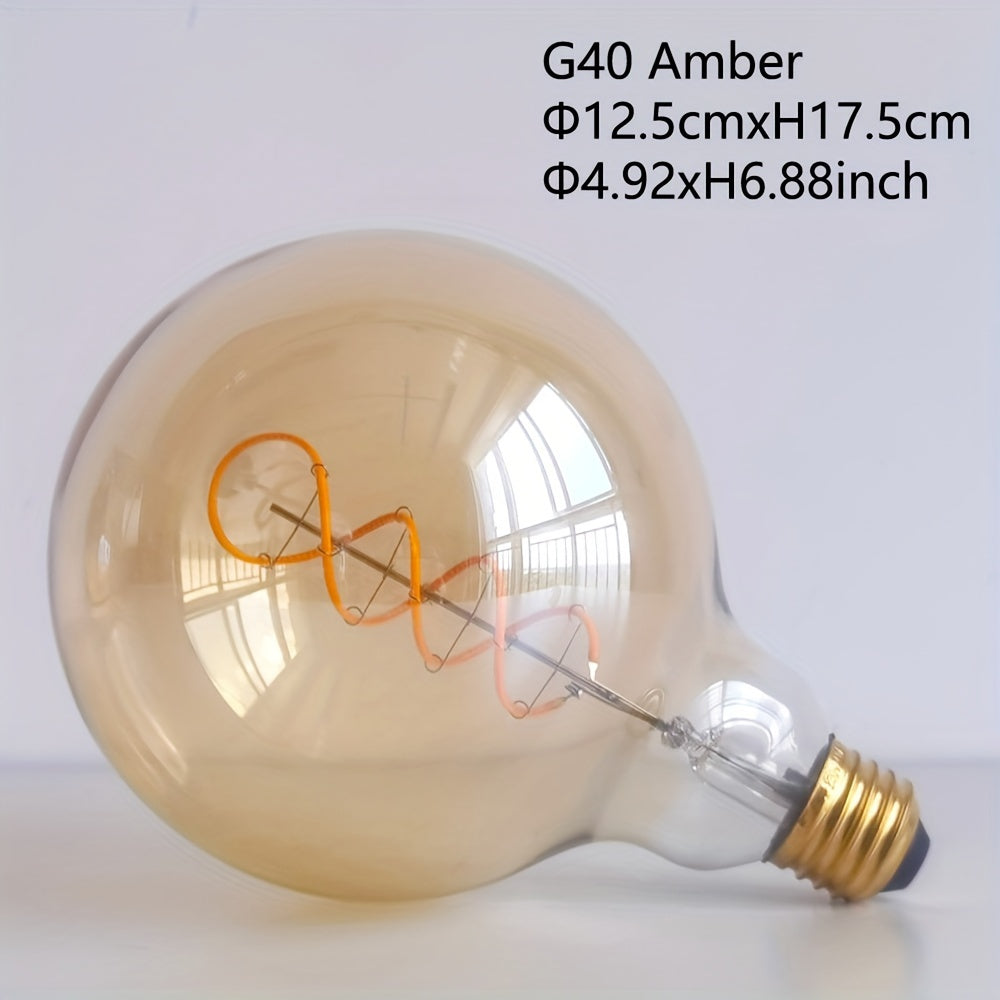 1PC vintage Edison LED flexible filament bulb, creative LED dimmable bulb 110-130V 4W E26 base 2300K warm light amber glass bulb, bedroom living room home decorative bulb