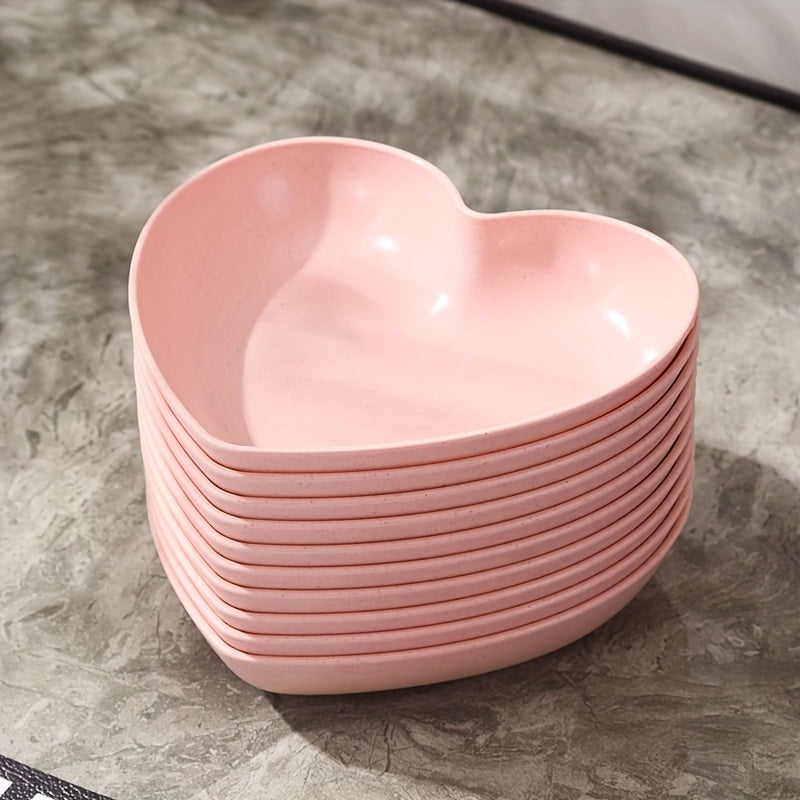 5 or 10 Pieces, Plastic Heart-Shaped Dinner Plate, Fruit Plate, Dessert Plate, Cake Plate, Snack Plate, Pickle Plate – Kitchenware, Kitchen Supplies