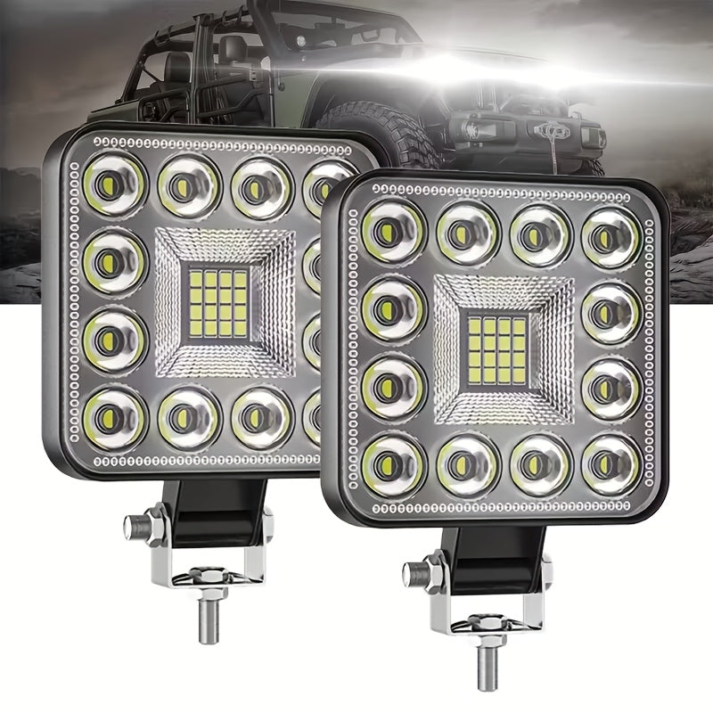 YIGEDENG 2-pack mini round/square LED work light, 6000K white light, 21 LEDs/28 LEDs modified off-road headlight, suitable for off-road vehicle/motorcycle/engineering vehicle modification auxiliary light