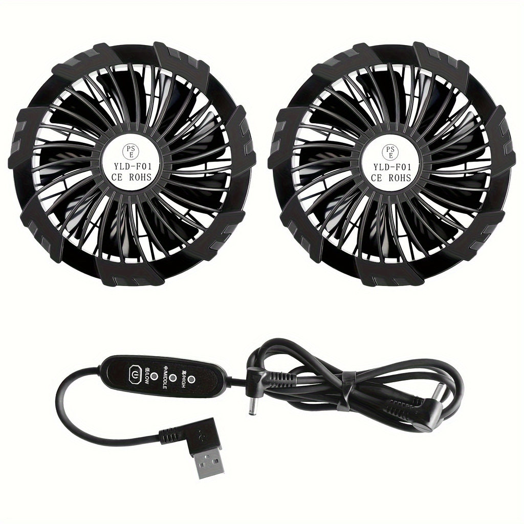 Wearable USB Workwear Cooling Fan Accessory, 9 Blades 3 Speed Adjustable Work Jacket Fan, Brushless Motor, Super Large Airflow Cover, Detachable 3.54 Inch Aperture, Universal Fit for All Work Clothes, 5V USB Cooling Fan