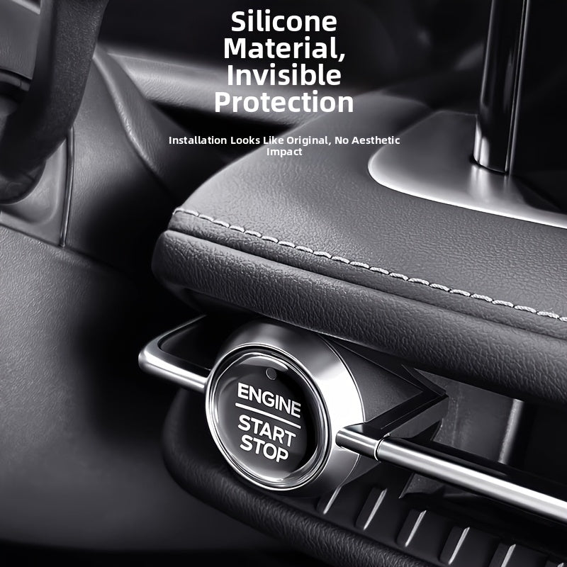 1pc Car Ignition Switch Crystal Clear Protective Sticker, Engine Start Button Cover, Compatible with Most Keyless Entry Sedans, SUVs, Wagons, Off-Road Vehicles & Pickup Trucks – Easy Peel-and-Stick Installation, No Wiring