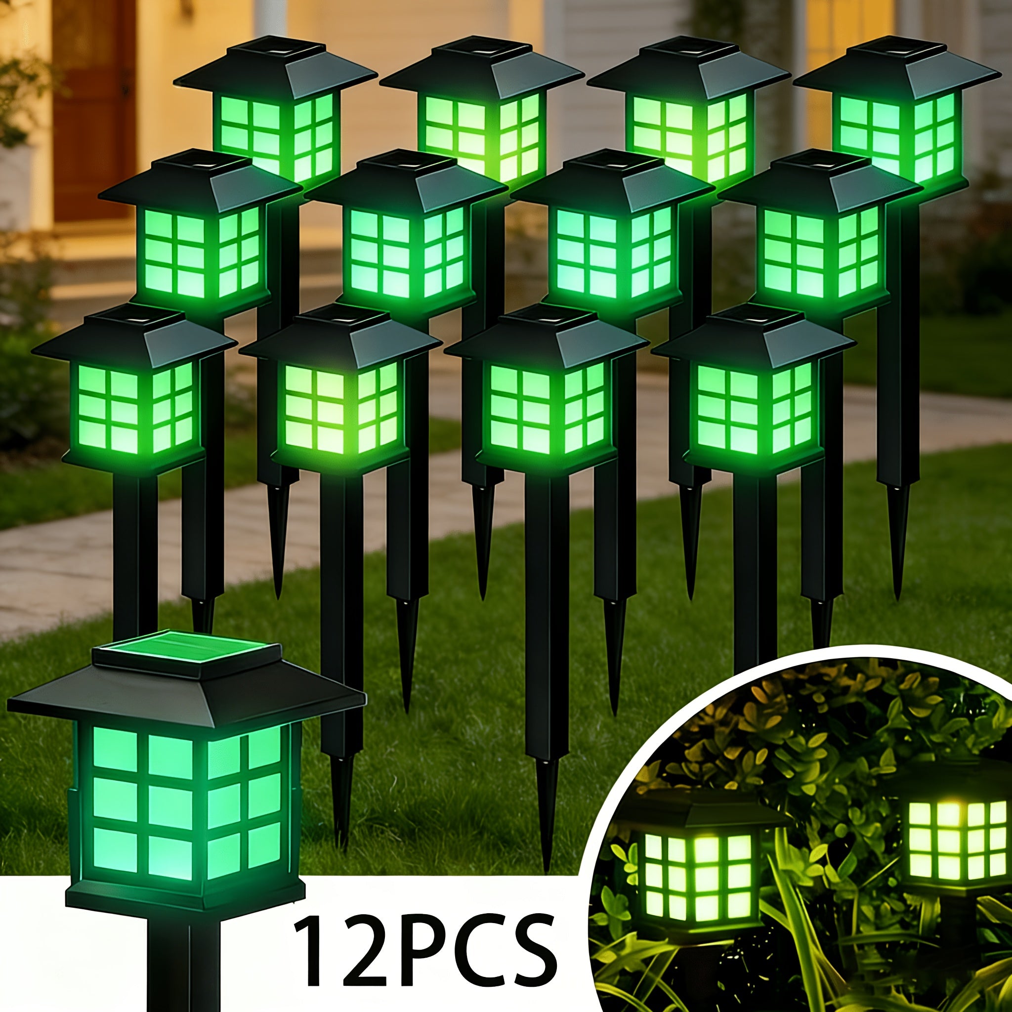 24/12-Piece Solar Outdoor Light, IP44 Street Light, LED Landscape Lighting Garden Light, Suitable for Sidewalk, Driveway, Courtyard and Lawn - Warm Light, 12-Piece Pack. Thanksgiving, Christmas and New Year Gift Decoration.