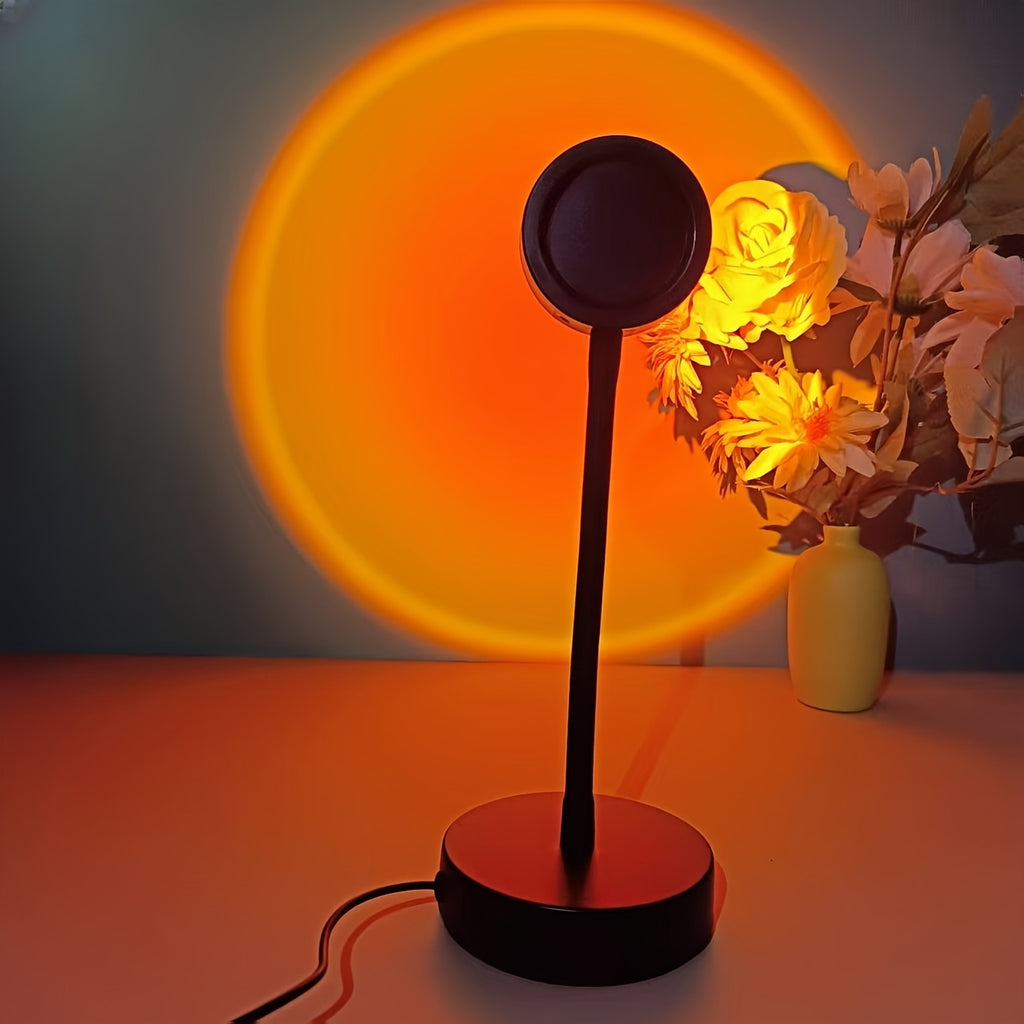 Sunset projection lamp photo ambiance light, metal flexible hose sunset red table lamp, room atmosphere night light