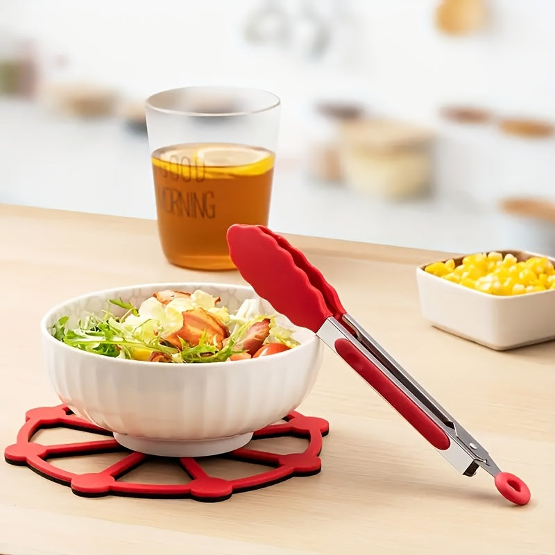 1PC Stainless Steel Food Tongs with Nylon Grip, 7 Inch Mini Heat Resistant Non-slip BBQ Tongs, Lockable Design Strong Grip, Ideal for Kitchen Cooking Outdoor BBQ Camping, Perfect Holiday Gift for Christmas Halloween Easter Thanksgiving Valentine's Day