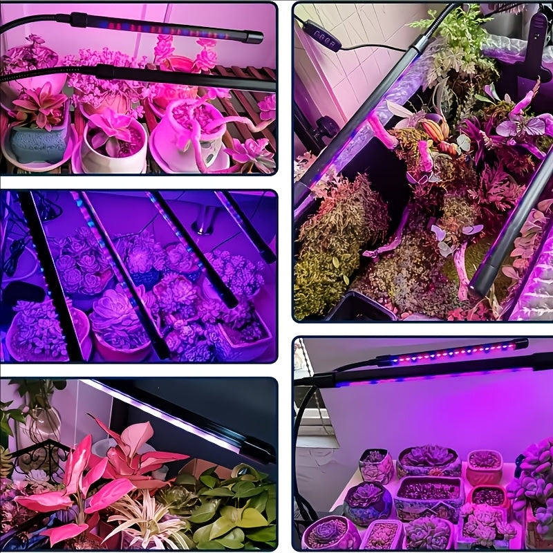 LED Plant Grow Light with 2/4/5/6 Lamp Heads, Full Spectrum Clip-On Grow Light for Indoor Plants, 5 Brightness Levels, 3/9/12H Timing Function