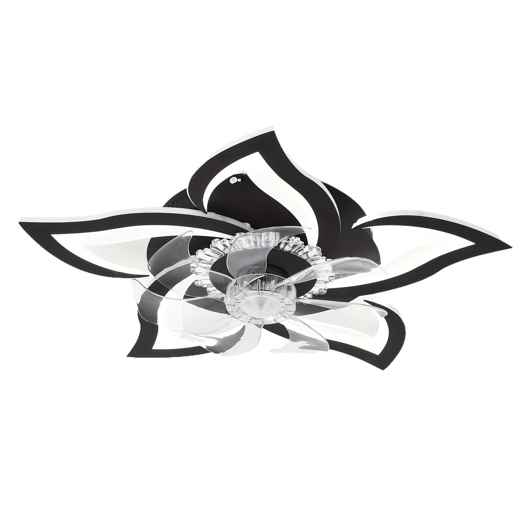 27 Inch Flush Mount Ceiling Fan with Light, Low Profile 6 Speed Adjustable, 3 Color Dimmable, Remote & App Control Modern Ceiling Fan Light, Perfect for Bedroom, Living Room & Home Decoration