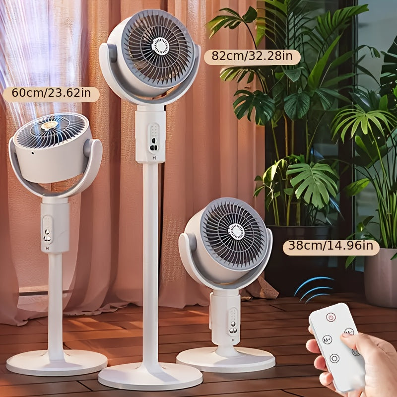 Height Adjustable Fan, 5 Wind Speed Levels, Type-C Charging Port, Lithium Battery Powered, Remote Control Operation, USB Charging Port, Perfect Christmas Gift