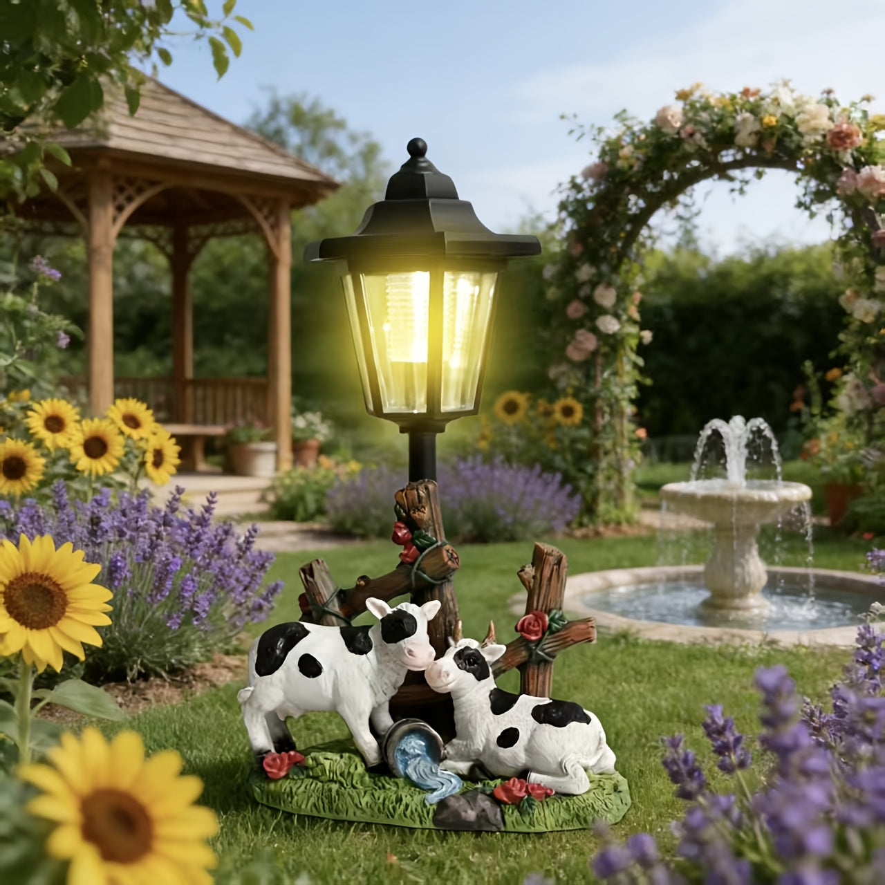 OTDECOR 1-Piece Solar Two Cows Outdoor Statue Lawn Light, IPX4 Solar Cow Decorative Light, Suitable for Outdoor Courtyard Decoration, Lawn Decoration, Garden Decoration, Path Decoration
