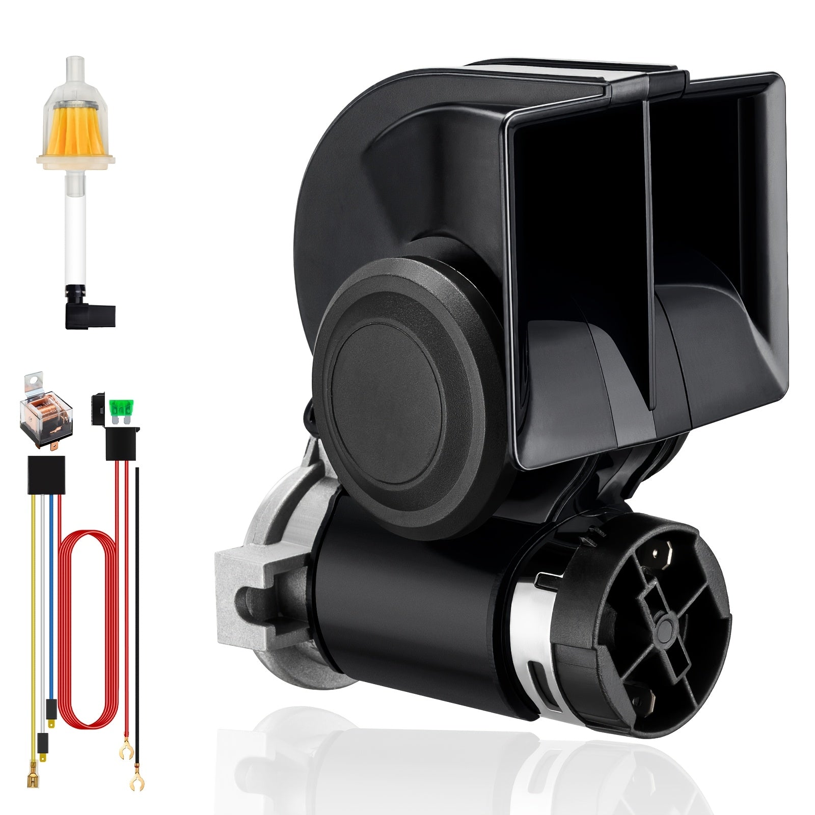ALLREY 12V Loud Truck Horn Electric Snail Air Horn Kit with Relay Wiring Harness, Suitable for Vehicles, Motorcycles, Boats