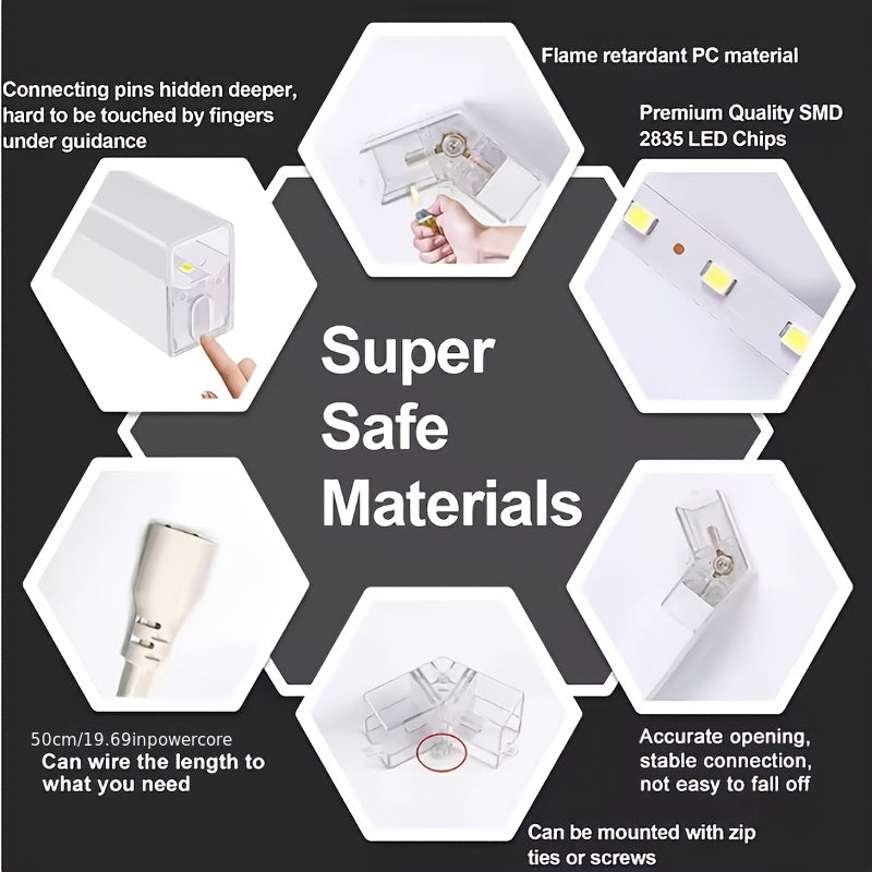 LED hexagon garage light, barbershop ceiling light, shopping mall energy-saving lighting lamp, 11 holes 46 tubes, DIY honeycomb tube shapeable, ultra-bright effect LED tube AC100-265V, suitable for energy-saving lighting in garages, gyms