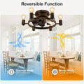 20 Inch Low Profile Flush Mount Ceiling Fan with Light - Remote Control, 6-Speed Quiet Motor, Timer Function, Reversible Fan & Light Control, Industrial Farmhouse Style for Bedroom, Bronze Finish with Grid Design