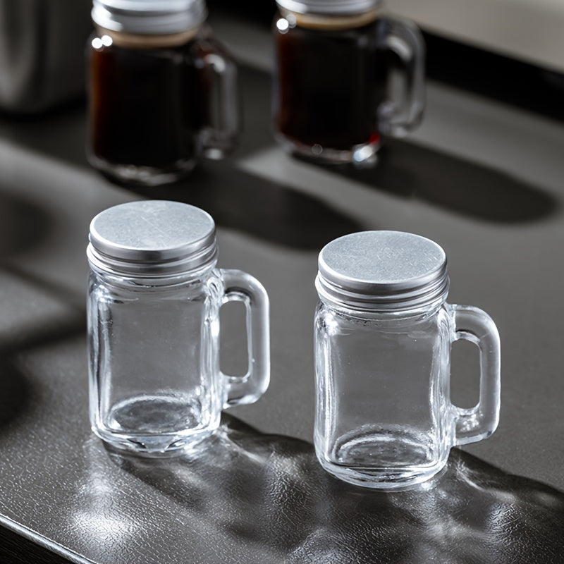 6pcs & 12pcs Mini Handle Cup 1.18oz Italian Espresso Cup – Glass Material, Easy to Carry – Perfect for Espresso – Sealed Glass Bottle for Camping