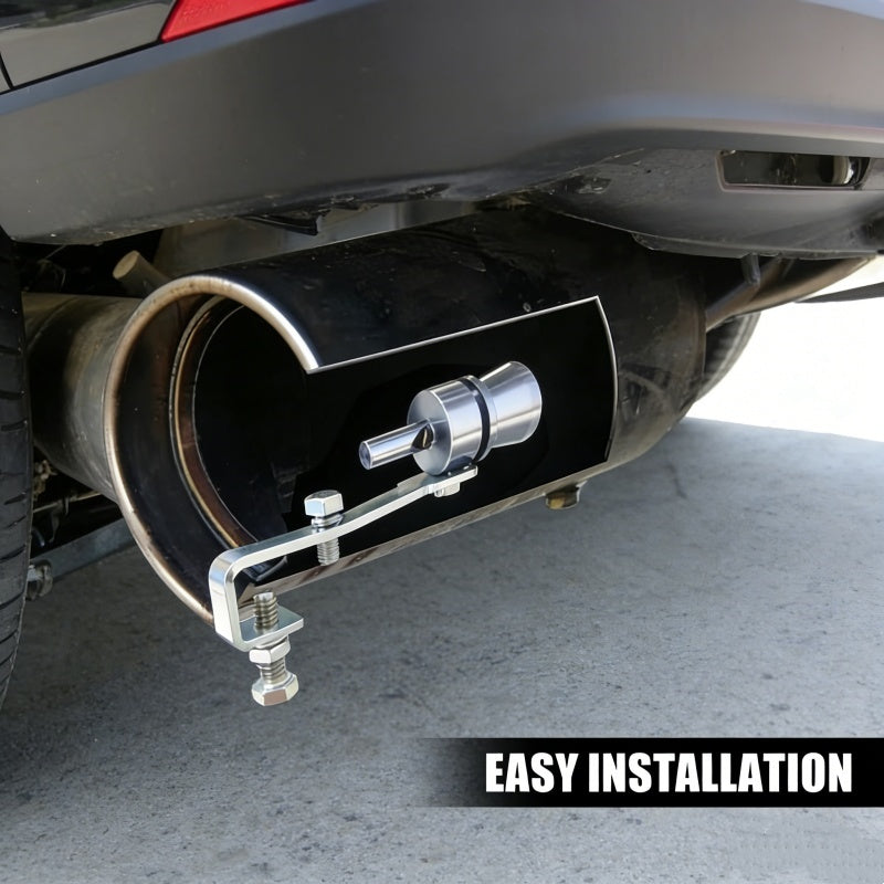 Universal Turbo Exhaust Whistle – Heavy-Duty Aluminum Alloy Sound Amplifier Tailpipe Replacement Kit with Anti-Loss Mounting Bracket, Enhances Engine Power Output & Exhaust Sound Performance