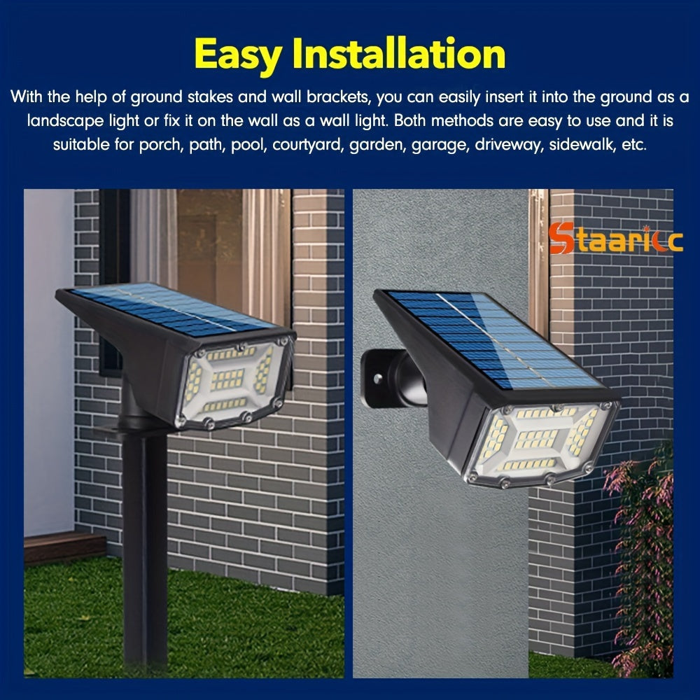 Staaricc 4/2 pack solar wall light/floor lamp, solar spotlight 50 SMD LEDs, sensor light, solar lawn spot light, suitable for garden, courtyard, balcony, lawn, roadside, party – smart sensor, light sensor