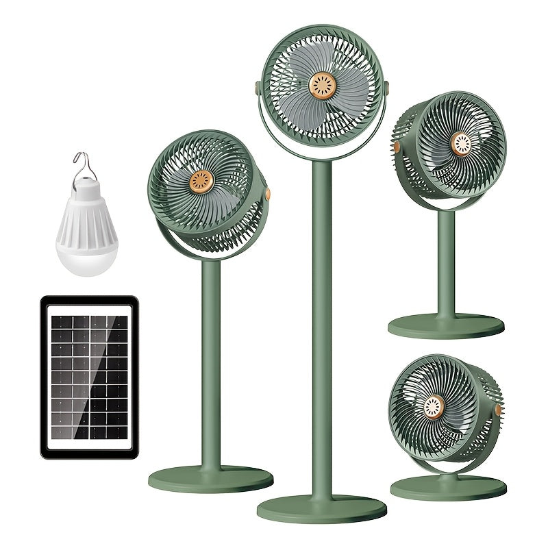 USB Charging Home Standing Fan, Solar Standing Fan, Outdoor Solar Charging Electric Fan, Retractable Floor Fan, Long Lasting Durable Fan, Perfect for Home Living Room and Outdoor Camping