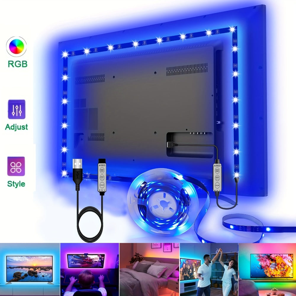 LQHZMYY 5V 5050 LED灯带，3键调光，电视背景氛围灯，适用于客厅和卧室霓虹灯带，万圣节装饰/圣诞节装饰/节日新奇照明，输出：, 霓虹灯, 电视背光, 电视背光, 节日装饰, 装饰照明, 现代霓虹, 塑料外壳, 柔性条带, 智能照明, 室内设计师, 假日购物者