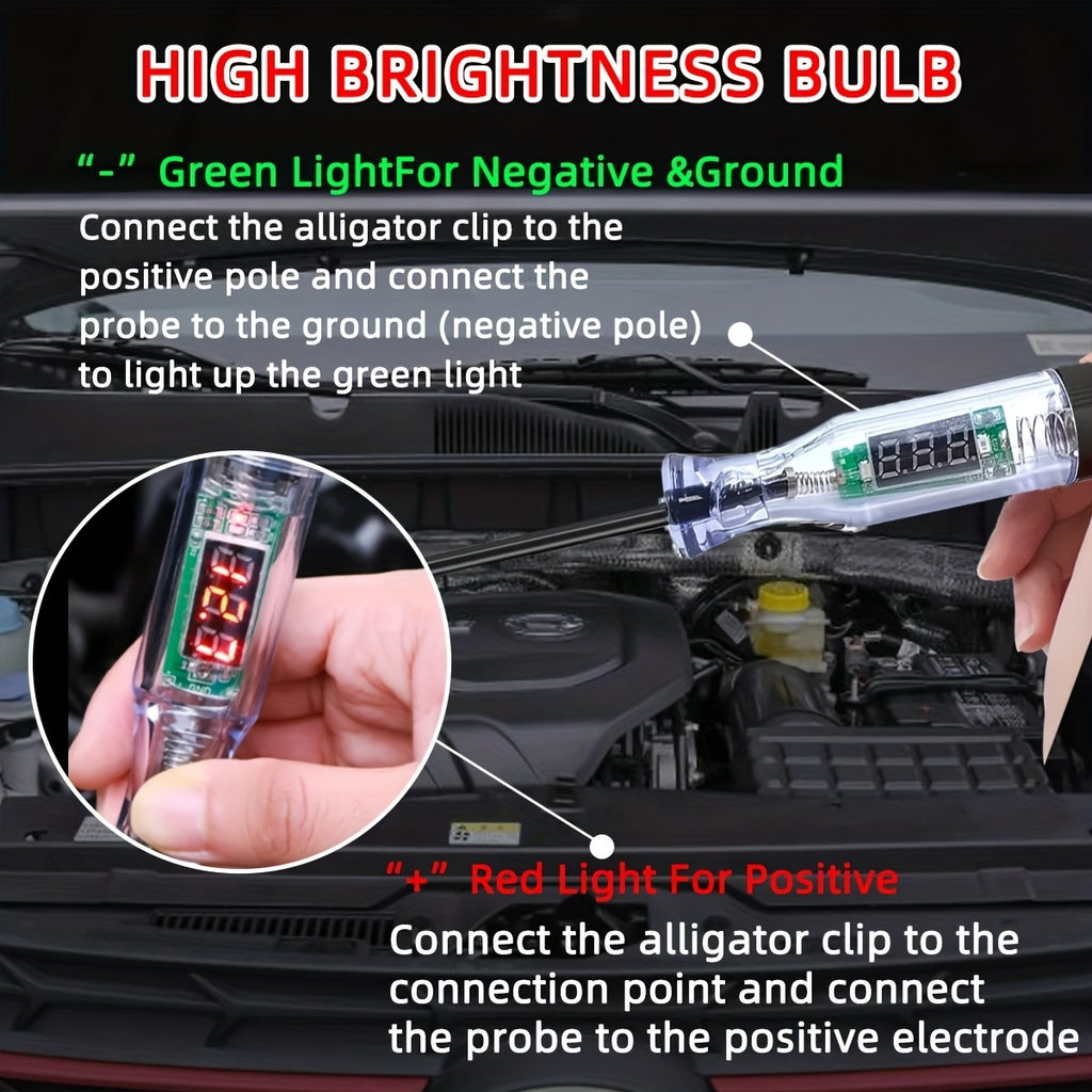 1pc Digital Car Circuit Tester with LED Display – Automotive Diagnostic Test Pen, 6-24V DC Auto Voltage Tester – Electrical Testing Tool for Cars & Trucks, Bidirectional Test Probe