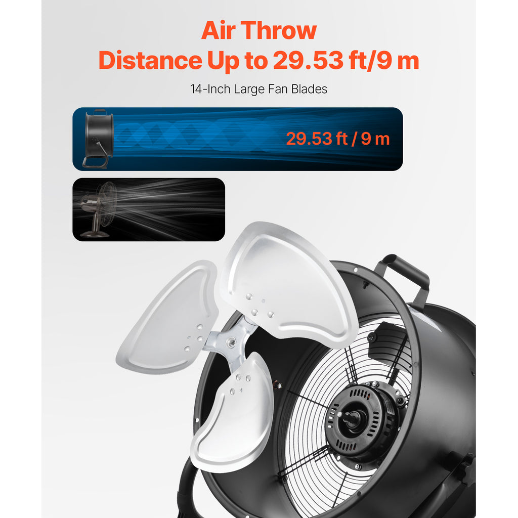 VEVOR 14-20 Inch Floor Fan, 3 Speed, 360° Adjustable Tilt, High Speed Industrial Fan, 1/2 Pack