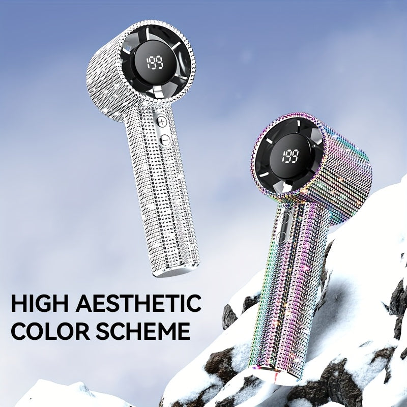 Diamond Style Handheld Mini Fan, Exquisite Design Long Lasting Battery Life