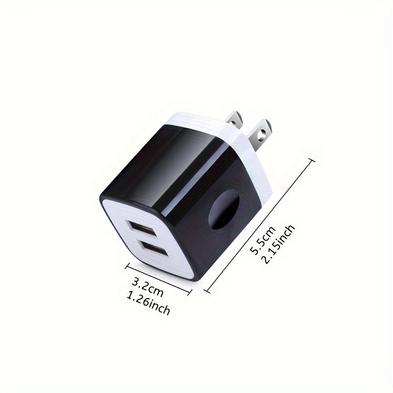 1pc USB Wall Charger, Charger Adapter, 2.1A/10W Dual Port Fast Charging Plug Box, Suitable for iPhone 15 14 13 12 11 Pro Max 10 SE X 8 7 Plus Samsung Power Block Fast Charging Box