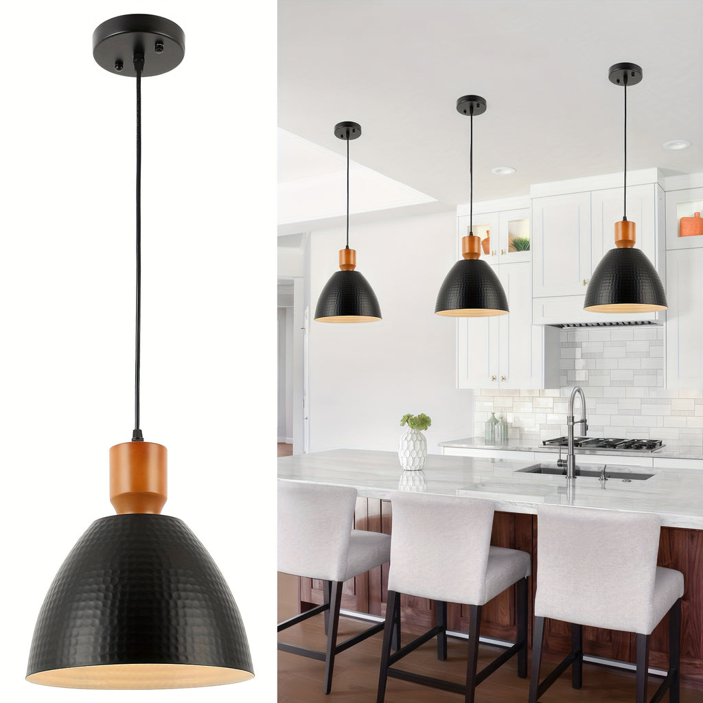 Black/Blue Hammered Kitchen Island Light, Industrial Pendant Light with Dome Shade, Adjustable Metal Hanging Pendant Light, Ceiling Pendant Light Suitable for Dining Room and Bedroom