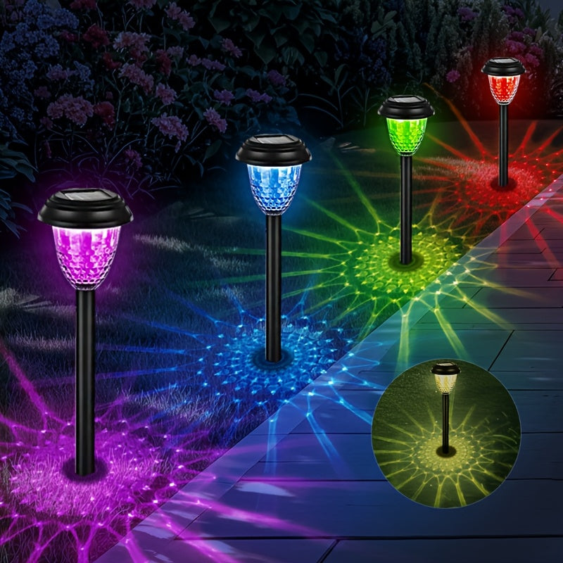 4-Piece Solar Pathway Light Set with Color Gradient LED, Perfect for Illuminating Paths, Villas, Courtyards, and Enhancing Garden Landscapes, Great for Festive Party Decorations