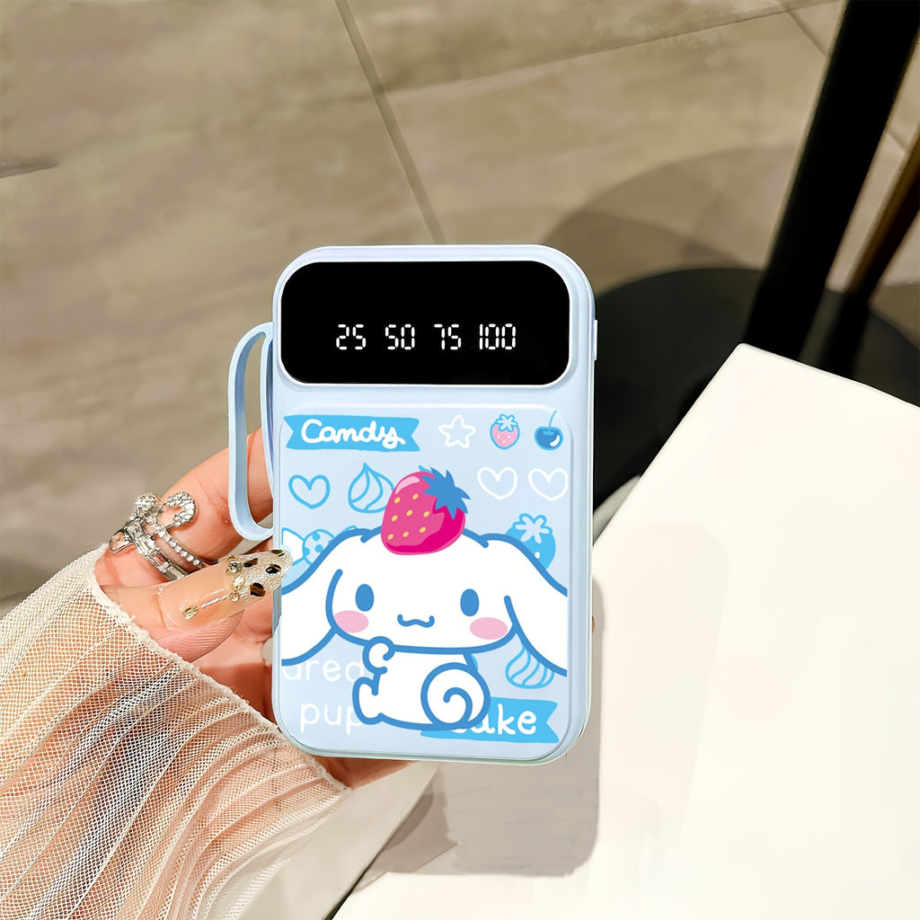 Cinnamoroll Power Bank Cute Sanrio Portable Charger Blue, 20000mAh Travel Essential Power Bank with 4 Built-in Cable, Small And Fast Charging Battery Pack, Ultra-bright LED Lights, Suitable for IPhones/Android Phones