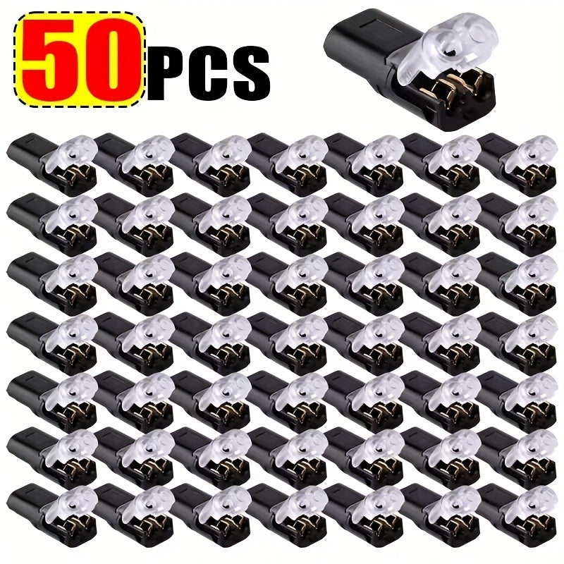 10/20/50pcs Wire Insertion Connector with Lock Catch - Pluggable LED Wire Connector, 2-Pin 2-Way Wire Connector, AWG 18-22, No Wire Stripping Required