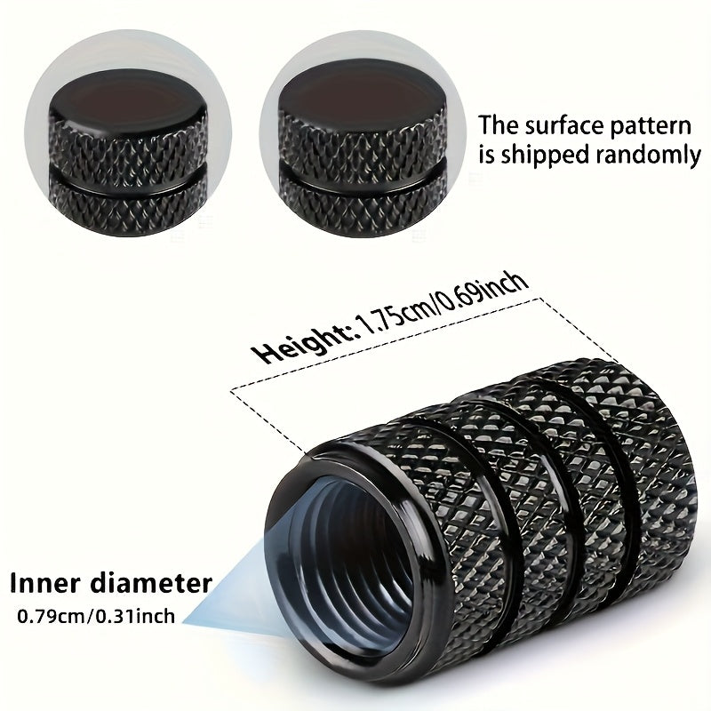 pcs Aluminum Tire Valve Caps - Corrosion Resistant, Durable, Windproof, Universal Fit for Cars, Trucks, Motorcycles, SUVs, Bicycles - Easy No-Tool Installation, Vehicle Maintenance, Stylish Metal Finish, High-Quality Construction