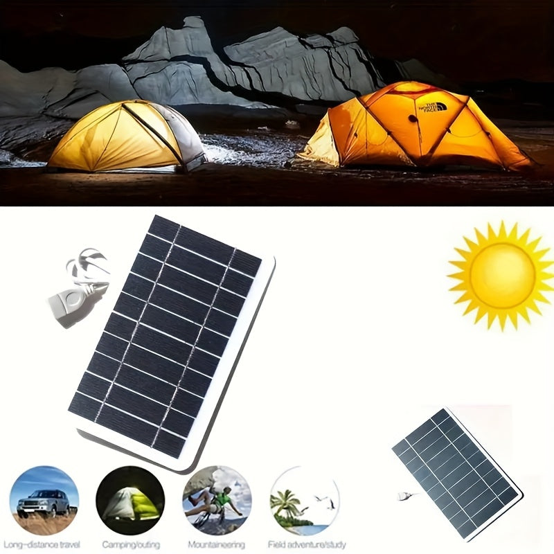 一款適合戶外旅行和露營的太陽能板充電器 - 使用太陽能供電，具有充電控制器，連接器：女性連接器轉換為男性 USB - 適合手機、手機充電器、手電筒、風扇、平板電腦