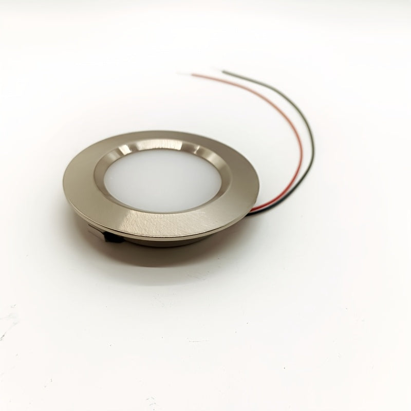 Recessed LED round downlight spotlight, metal aluminum housing, DC12V 24V, diameter 68mm*14mm, cutout 55mm, nickel color, 3W 5W LED cabinet light, for garage, bathroom, sauna lighting, shopping mall, restaurant, bedroom, corridor