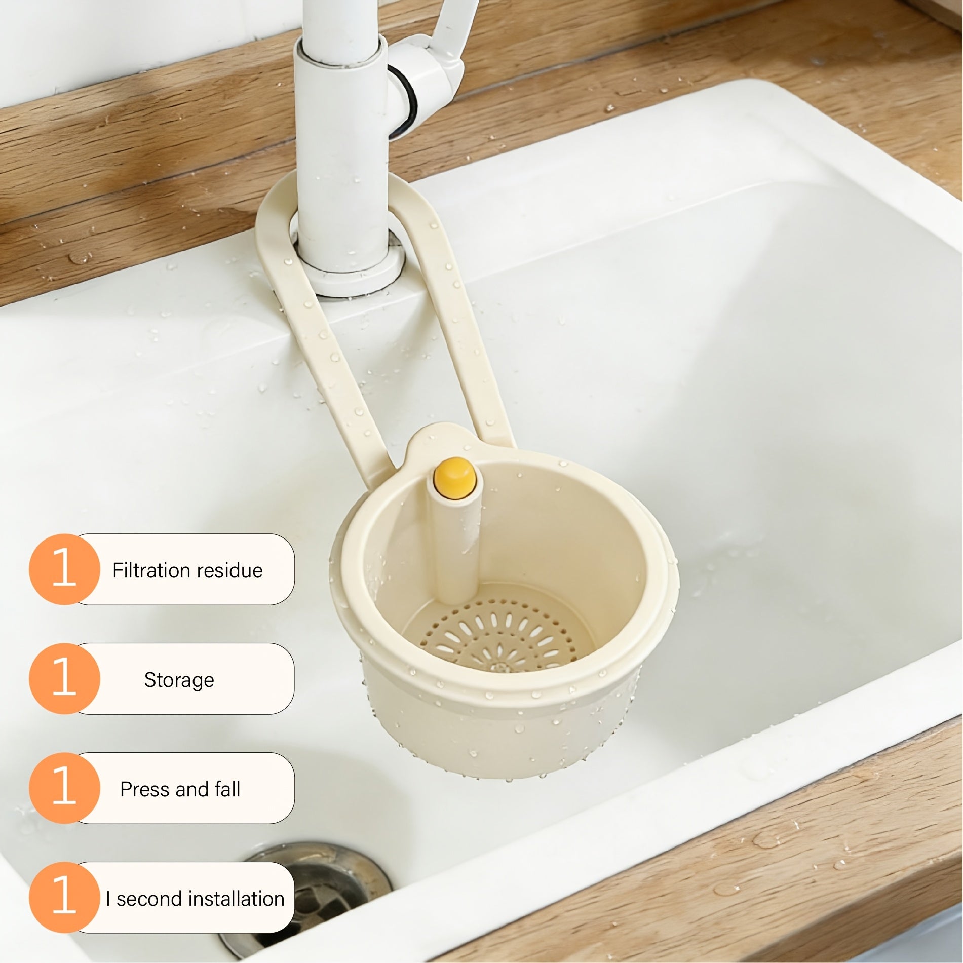 A Convenient & Easy-to-Use Drain Basket – Simple Press-Type Design, Filters Particles. This Wall-Mounted Sink Accessory is Perfect for Draining, Storing Sponges & Cloths – Ideal for Kitchen & Bathroom