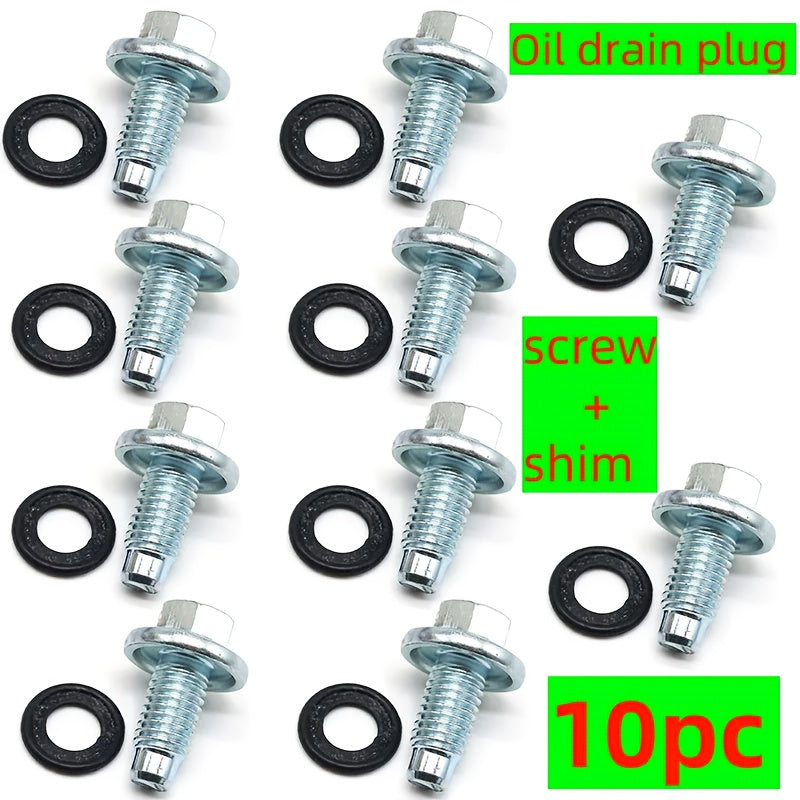10pc Engine Oil Drain Plug Drain Screw Bolt Set Transmission Fluid Change Kit, Oil Drain Plug Bolt for Chevrolet Oil Pan, Fits Buick Allure LaCrosse, Cadillac ATS CTS, OEM 11562588 88891787