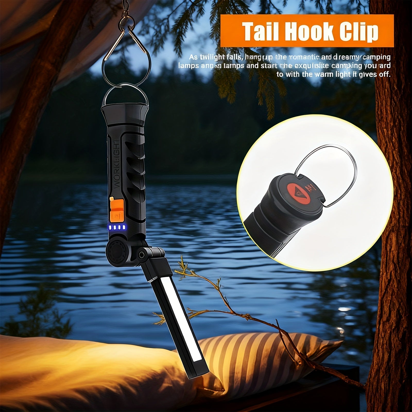 1/2Pcs Magnetic Base LED Work Light, Type-C Rechargeable, 4 Lighting Modes 360° Rotatable High Bright Flashlight, Multipurpose for Repair Outdoor Christmas Gift Men Gift