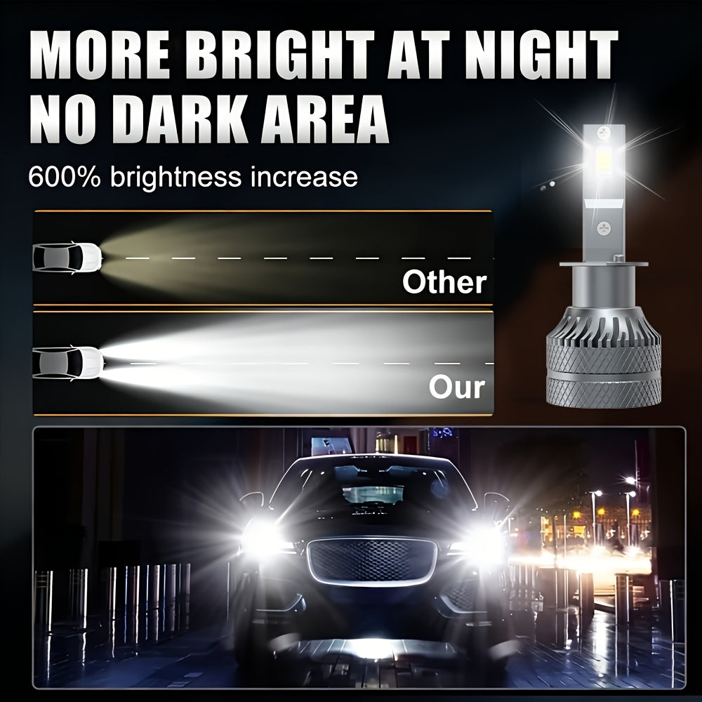 2PCS LED Car Headlights, Compatible with H1/H4/H11/H7, 9005/9006/9012 - 29800LM, 250W High/Low Beam, 6500K Cool White Light, 600% Brightness Increase, Plug-and-Play System, Built-in & External Driver, No Battery Needed