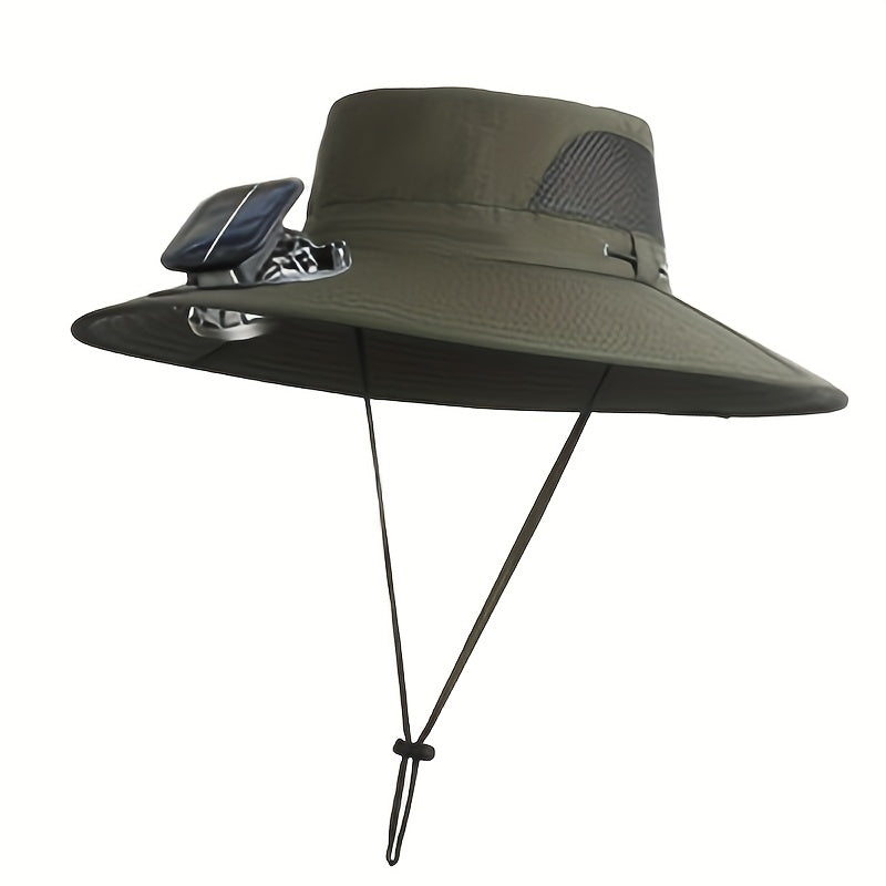 Outdoor Solar Fan Hat, 3-Speed Adjustable High Wind Breathable Design, Unisex Travel Mountaineering Bucket Hat, Essential Summer Outdoor Cooling Hat