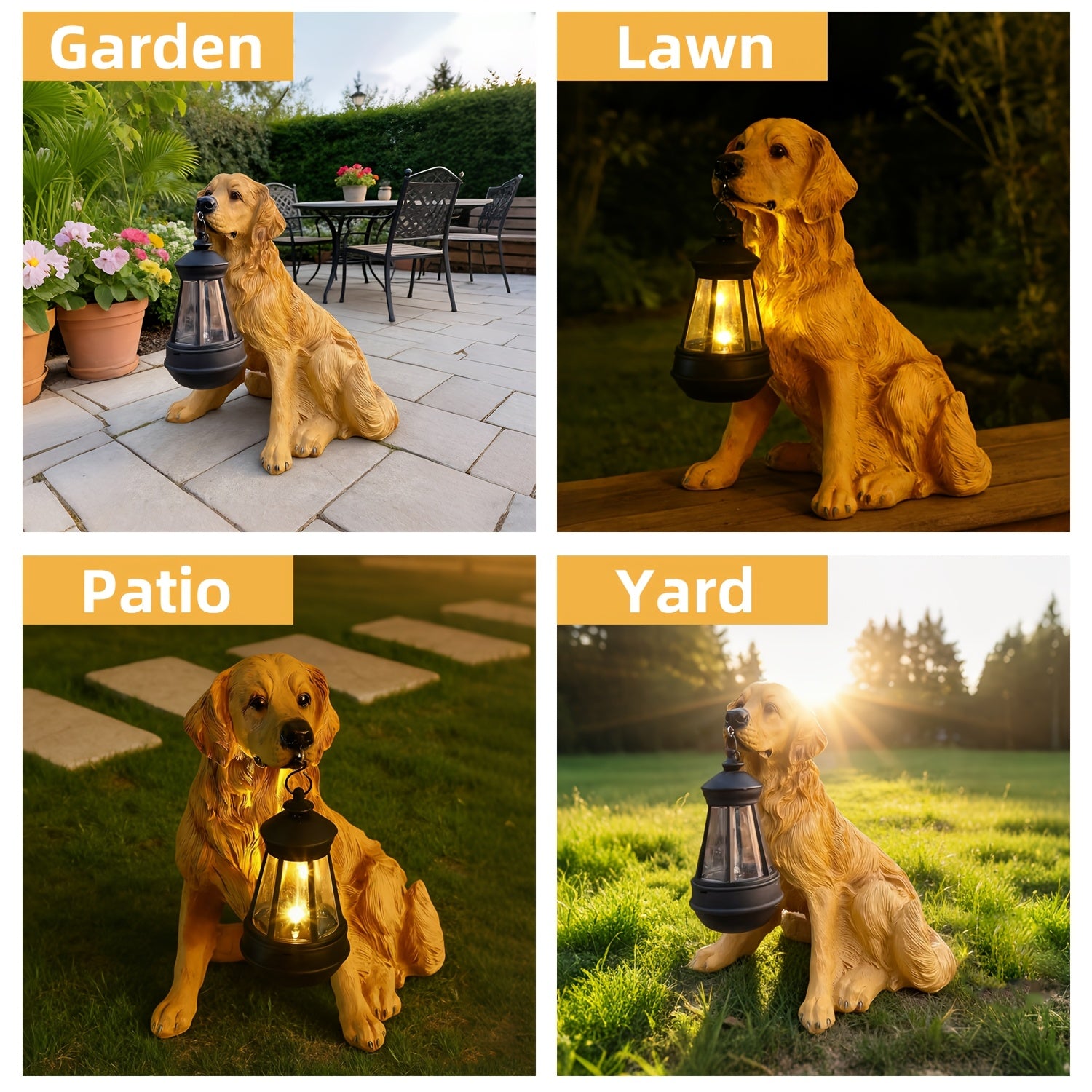 Solar Christmas Hound Night Watchman Decoration, Featuring a Glowing Golden Dog Body and Vintage Lights, the Perfect Companion Gift for Close Friends. Outdoor Christmas Decoration for Courtyard, Solar Christmas Light Outdoor Style