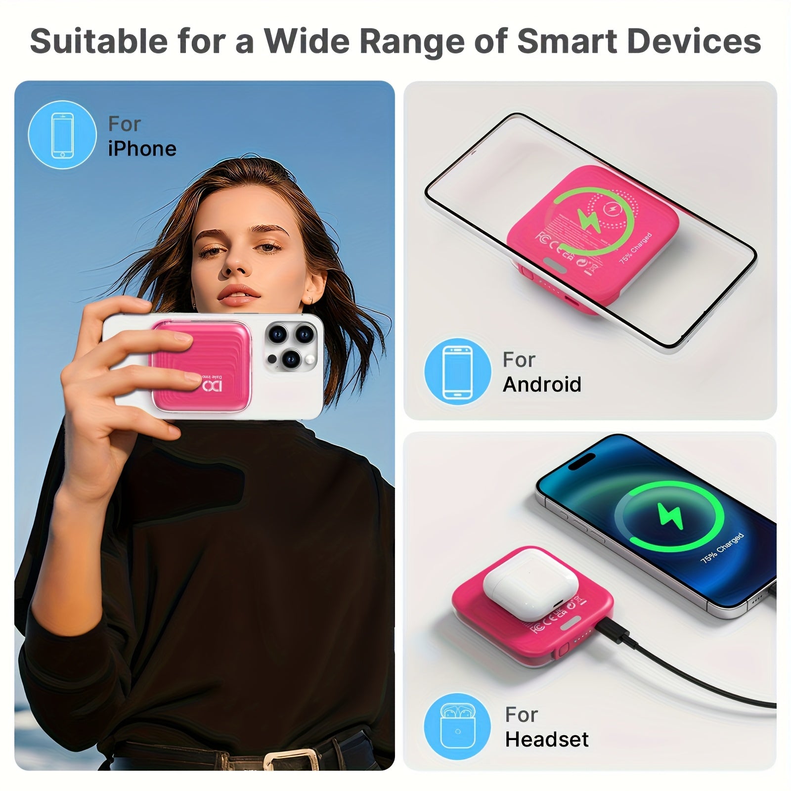 Ultra-Slim Pocket-Sized Magnetic Power Bank, 5000mAh Wireless Charger with 22.5W PD Fast Charging, Mag-Safe Compatible for iPhone 17/16/15/14/13/12 Series, Multi-Color Available