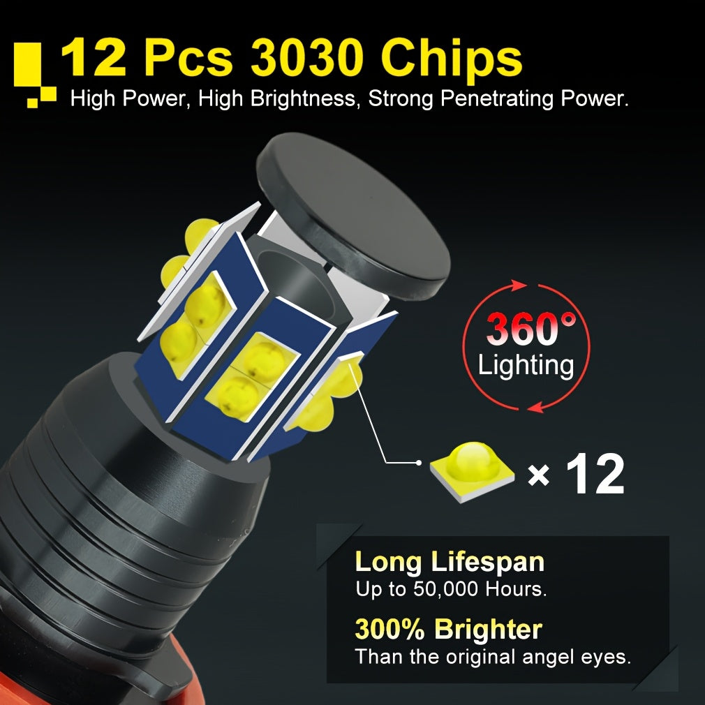 XSTORM 2Pcs H8 LED Angel Eye Headlight Bulbs LED Marker Light Canbus for BMW X5 E70 X6 E71 E90 E91 E92 M3 E89 E82 E87 Car Headlights 12V