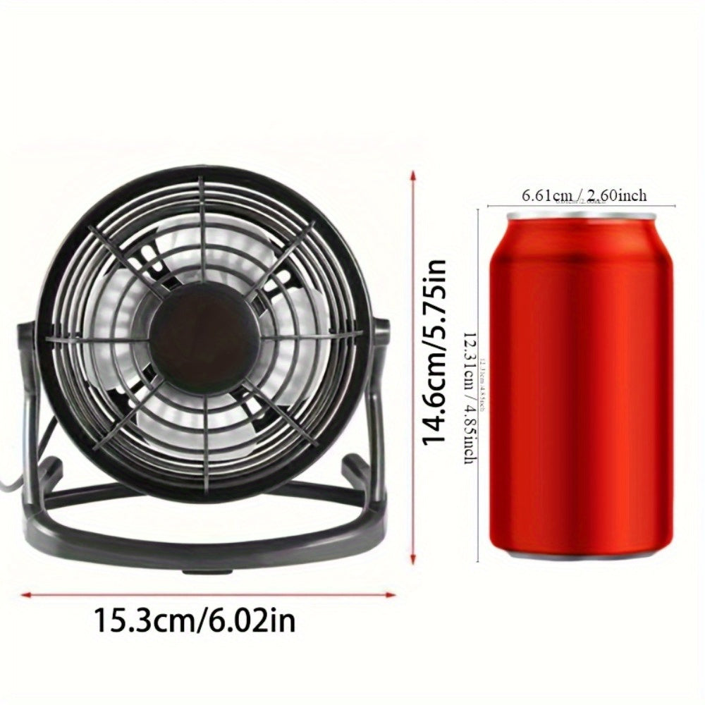 1 Pack USB Powered Mini Desktop Fan, Quiet Small Personal Cooling Fan for Office Dormitory Travel, Space-Saving Design No Battery Needed, Perfect for Laptop Bedside Use