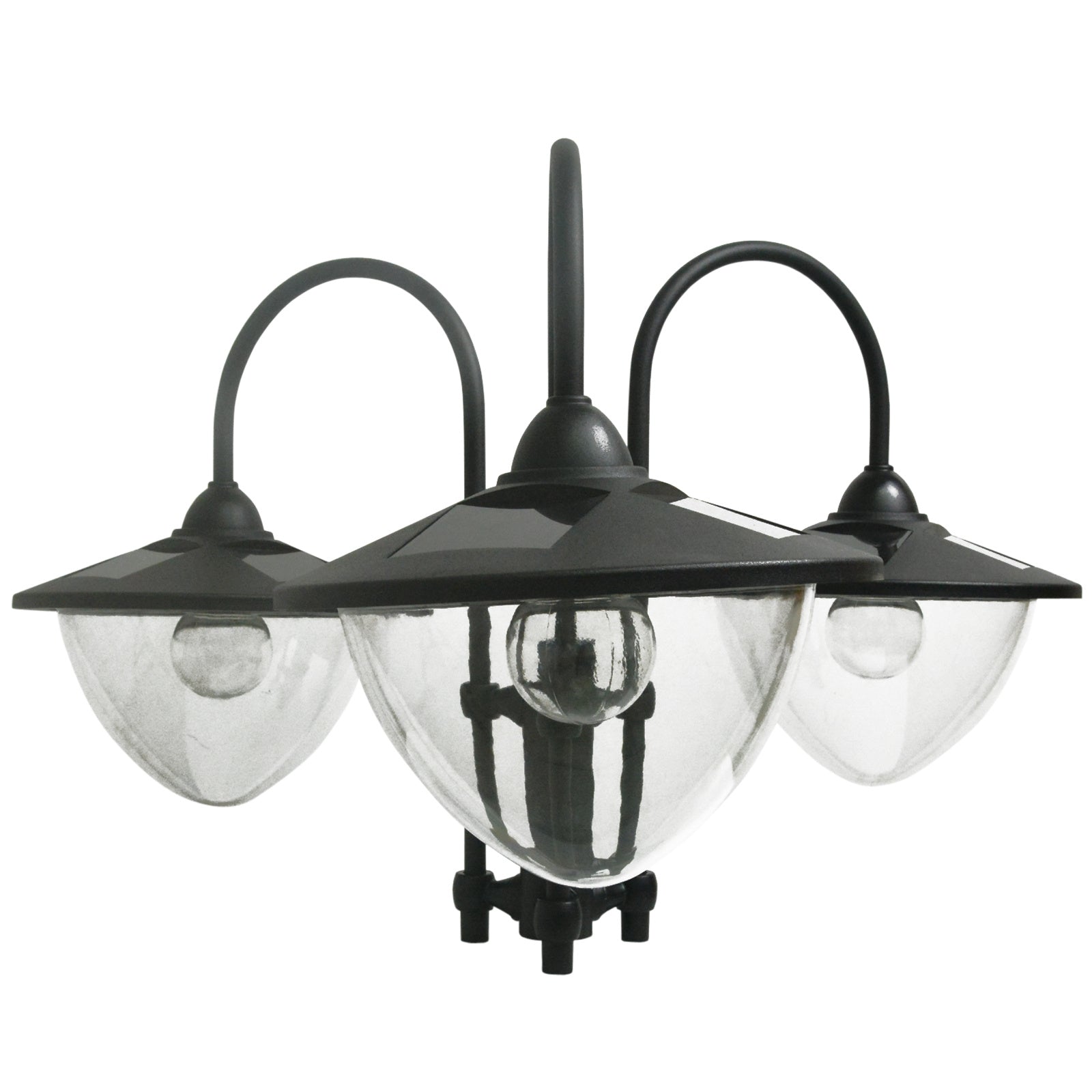 3-Head LED Solar Lamp Post Street Light with Planter, Solar Lamp Post, Black