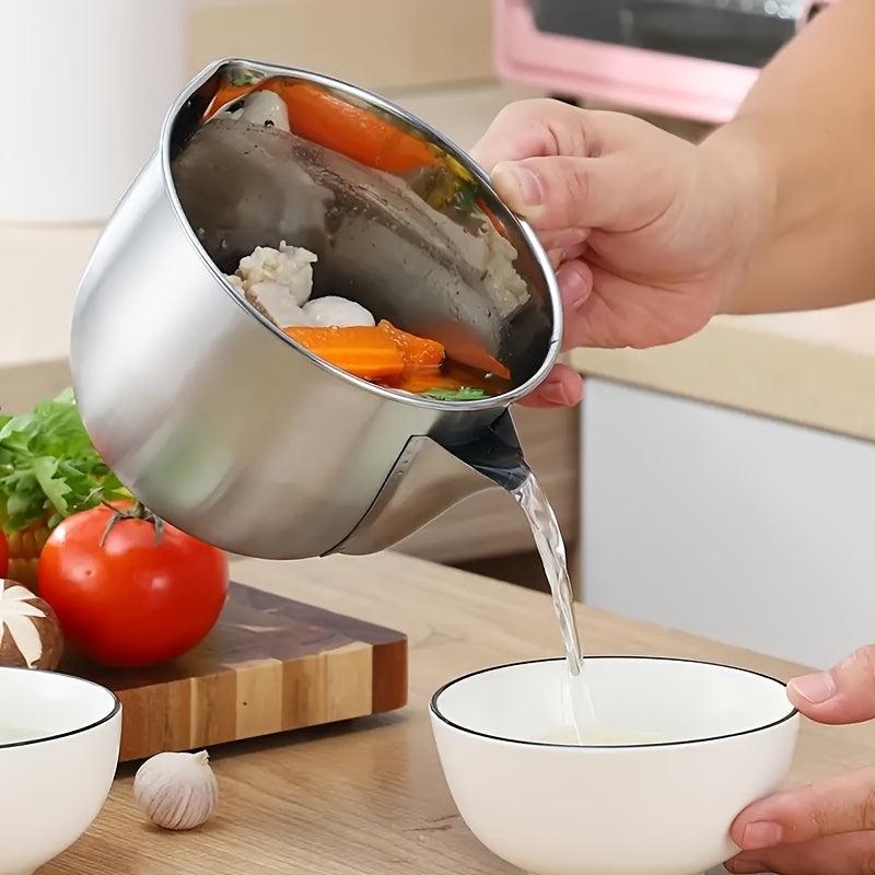 Stainless Steel Oil Separator – Kitchen Stir-Fry Filter Bowl, Soup & Stock Strainer Pot, Home Kitchen Food Filtering Tool