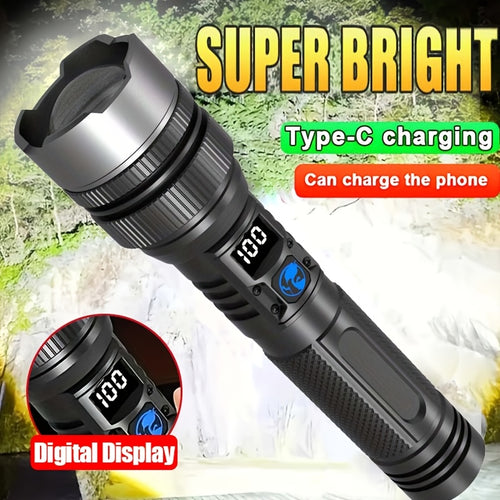 1Pc Super Bright Rechargeable LED Flashlight - High Strength Tactical Flashlight, USB Charging, 3 Light Modes, 1200mAh Long Lasting Battery, Ergonomic Grip Design, IP44 Waterproof