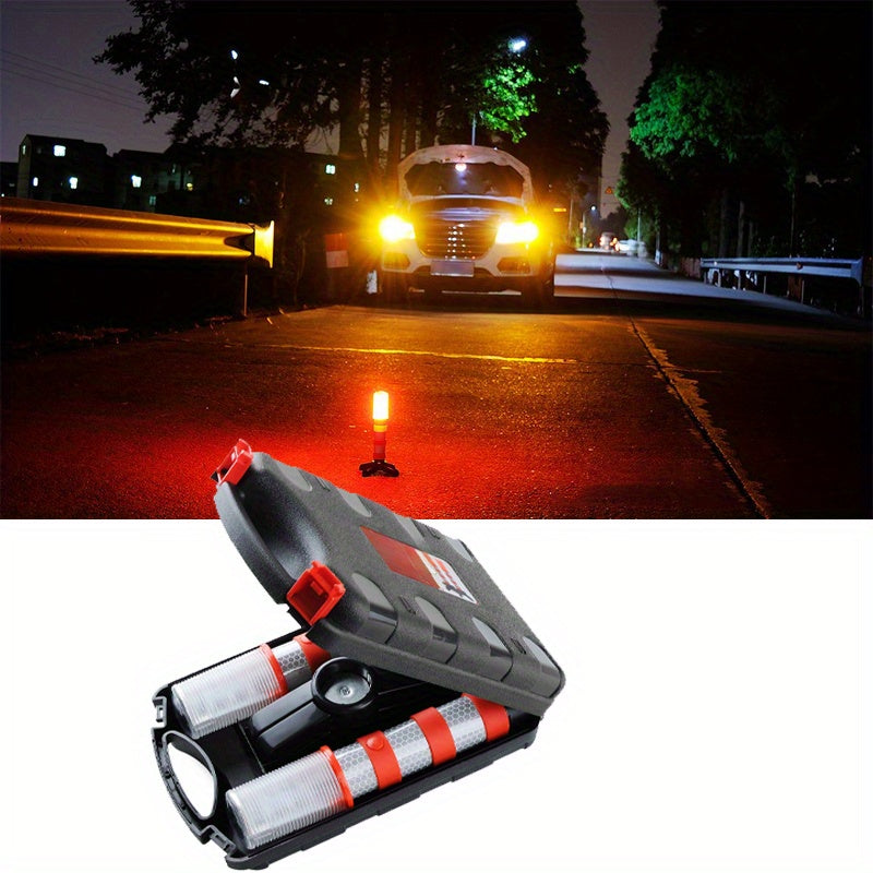 2Pcs Vehicle LED Red Light Set, Magnetic Base, Detachable Bracket & Durable Storage Box, Ideal for Cars, Boats and Trucks, Perfect for Lighting Dark Areas, Battery-Free