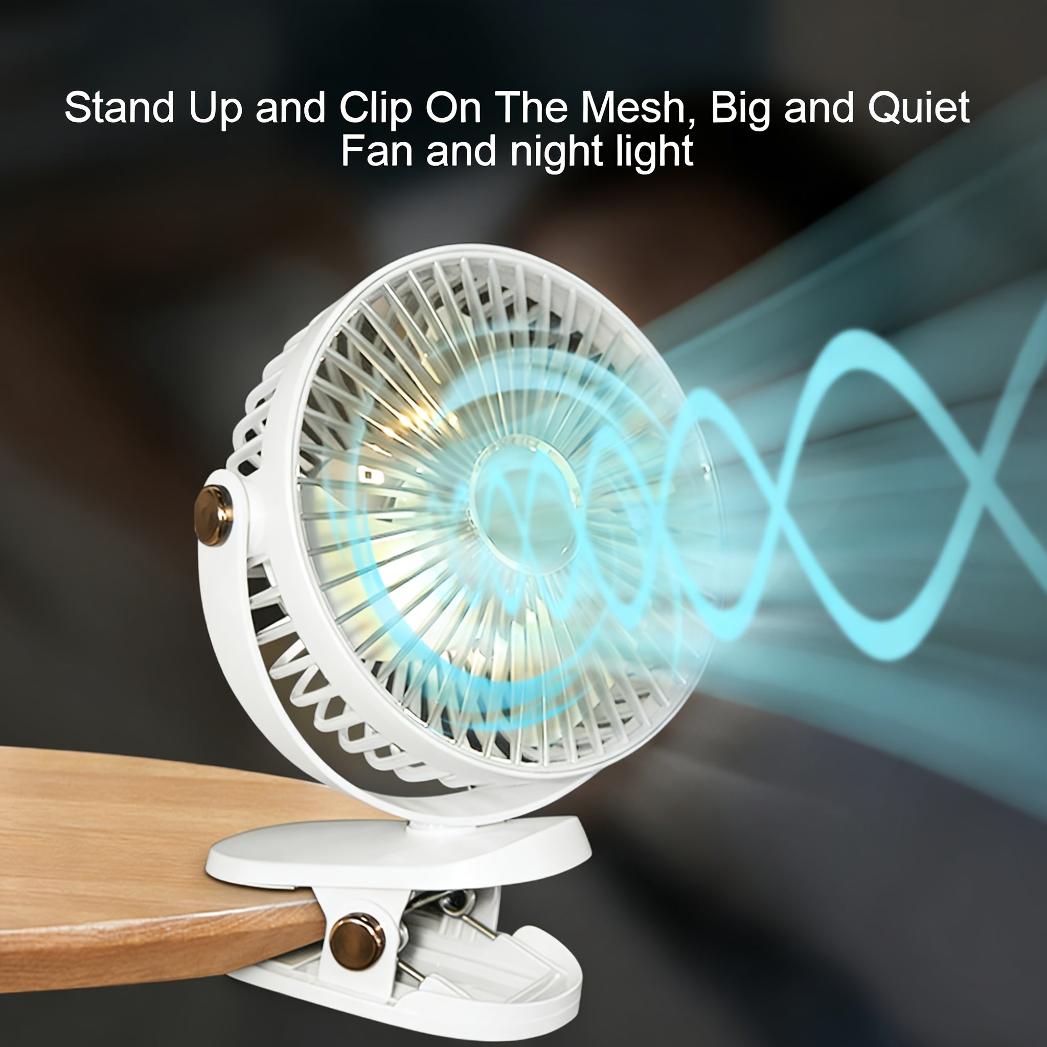 Solar Camping Fan Light - 5-Speed Rechargeable Clip-On Fan, Dual Power Supply (Solar & Battery), Built-in Rechargeable Lithium Battery, USB Charging Port and 5V Solar Panel - Multi-Scene Use: Picnic, Hiking, Fishing and Indoor Home Use During Hurricanes