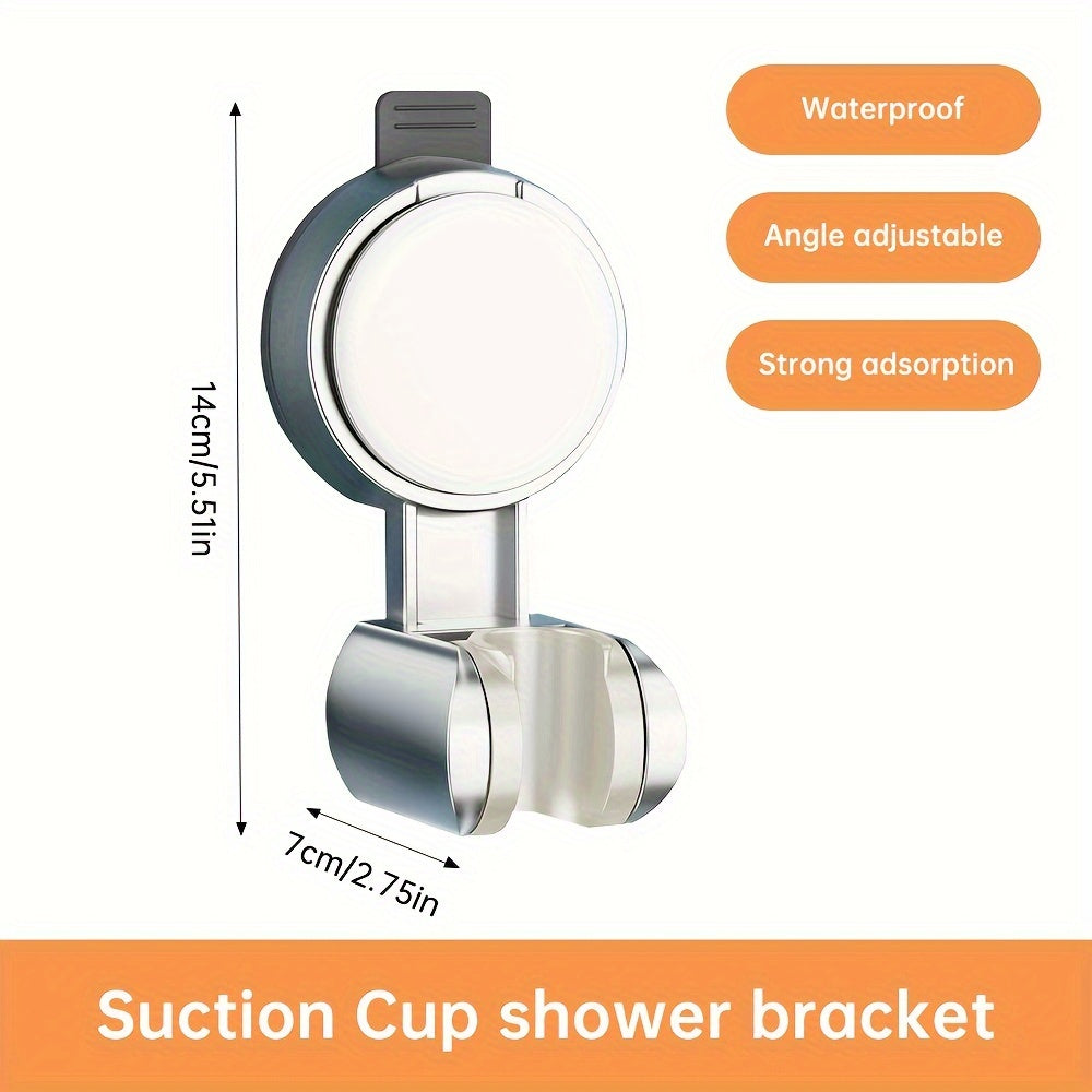 [1 pc] Jiayun Wall-Mounted Shower Suction Cup Holder, Handheld Adjustable Showerhead Bracket for Shower System - Grey, ABS Plastic, No Drilling Needed - Easy to Use, American Standard G1/2 Connector Port, Summer Shower Accessory
